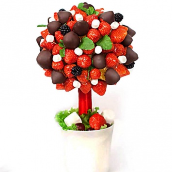 Фруктовое дерево с шоколадом и клубникой
