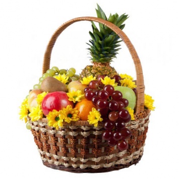 Корзина с фруктами и цветами Солнечная встреча